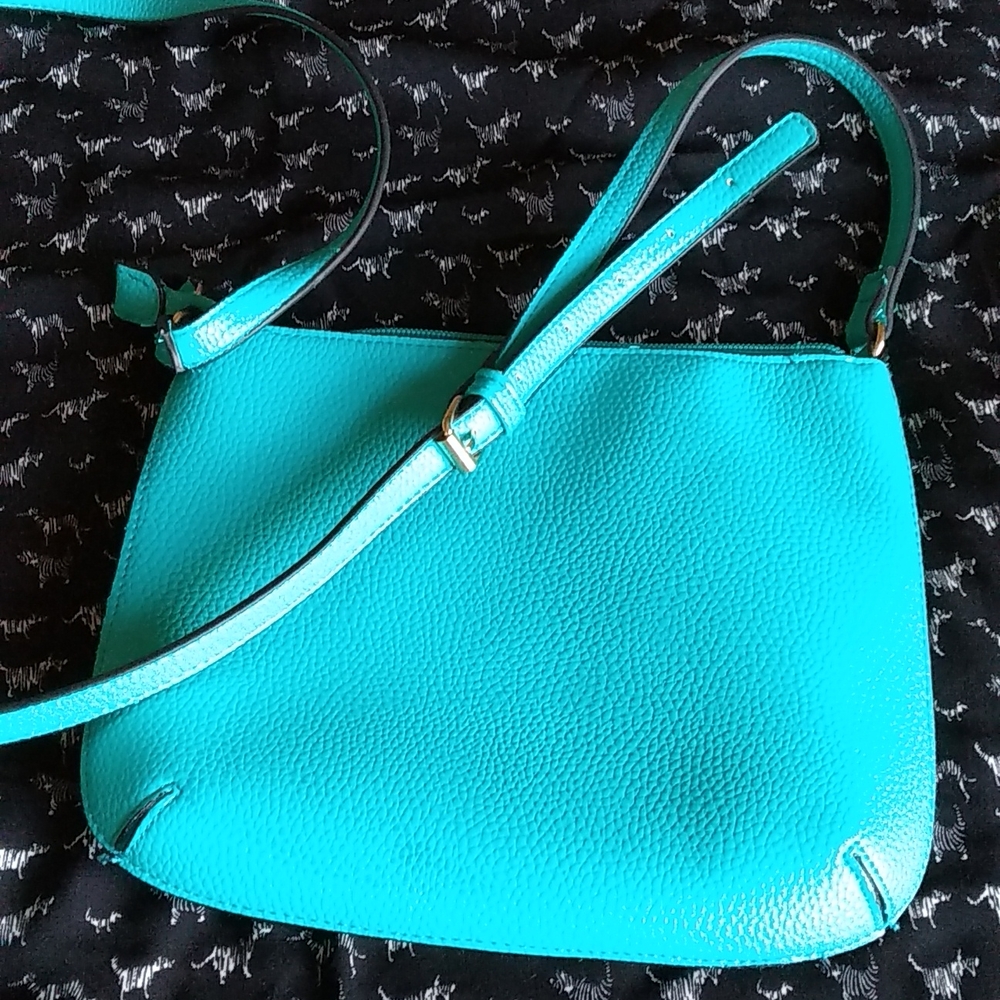 Teal color slim shoulder bag